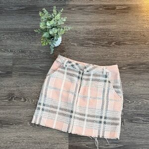 Paper Crane Pink and Gray Plaid Mini Skirt